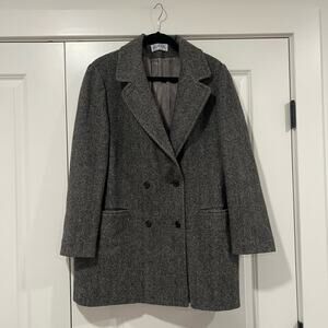 Vintage JG Hook‎ Women's Tweed Wool Overcoat Grey Size 16 Made in USA